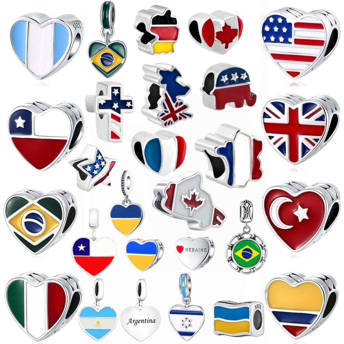 New S925 Silver National Flag  - Jewelry Making Uk 评论和价格